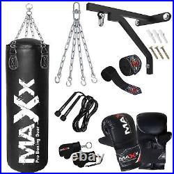 10Pcs Boxing Punch Bag Set 3FT, 4FT, 5FT Filled Gloves Bracket Chain MMA Black