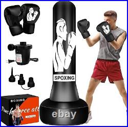 70 Freestanding Punching Bag 200LBS Heavy Boxing Bag with Gloves Kickboxing Bag
