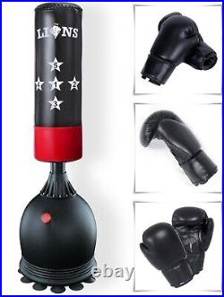 Boxing Free Standing Punch Bag Stand MMA Punching Training Gloves Set Kickboxing