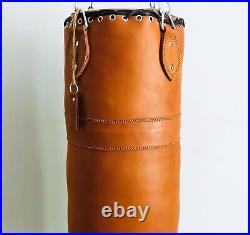 Boxing Punch Bag 100cm, Ball & Boxing Gloves Vintage Tan Leather Geoffrey
