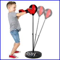 Children Kids Junior Boxing Punch Ball Bag Free Standing Set With Mitts Gloves