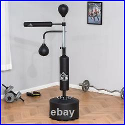 HOMCOM 3-in-1 Punching Bag with Stand with 2 Speedballs, 360° Relax Bar, PU Bag