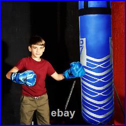 Junior Kids Punch Bag & Gloves Kit Children Complete Boxing Set For Fitness