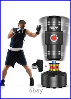 Kitopa Freestanding Punch Bag with Suction Cup Base Hand Wraps and Training Foam