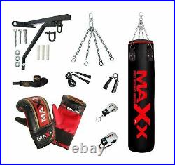 Maxx 4/6 FT BOXING PUNCH BAG SET MMA MARTIAL ART THAI KICK BOXING UFC RED PRINT