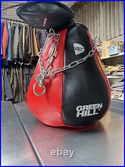New Green Hill Classic Heavy Leather Maize Boxing Punch Gym Bag With Chains