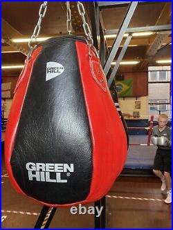 New Green Hill Classic Heavy Leather Maize Boxing Punch Gym Bag With Chains