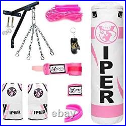 PRO Ladies Pink 4ft heavy Filled Boxing Punch Bag Set, Bracket, Chain, Mitts, G