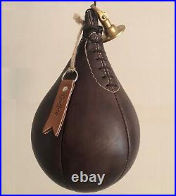Punch ball speed bag with Brass fitting Size 5 Vintage Dark Brown Leather