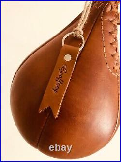 Punch ball speed bag with Brass fitting Size 5 Vintage Tan Leather 100%