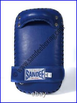 Sandee Small Extra Thick Blue & White Synthetic Leather Flat Thai Kick Pads