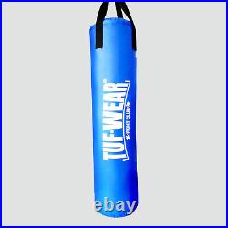 Tuf Wear Boxing Punch Bag Large Vertical Logo 5FT Hanging Straps Blue