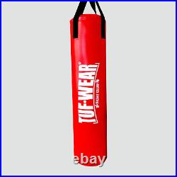 Tuf Wear Boxing Punch Bag Large Vertical Logo 5FT Hanging Straps Red