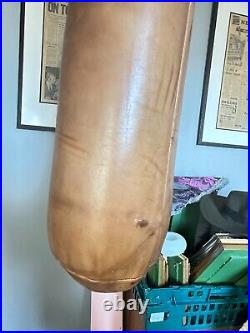 Vintage / Retro large tan leather leather punch bag with silver chain