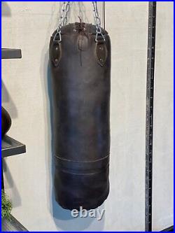 Vintage leather BOXING gym PUNCH BAG gloves punching retro heavy training bag