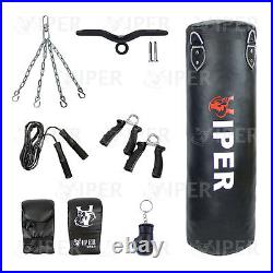 Viper 3ft Heavy Filled Boxing Punch Bag Set Mitts Bracket Chain Adult